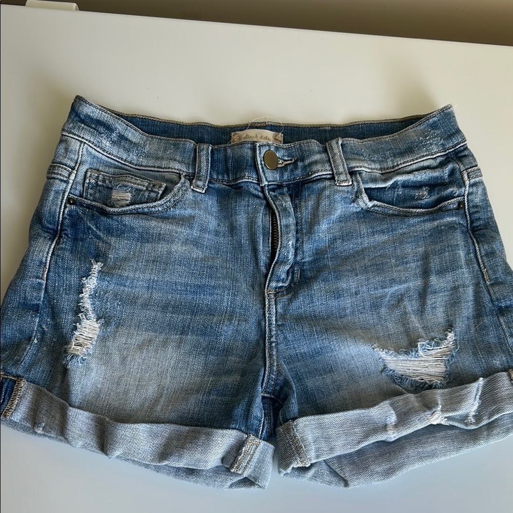 Altar'd State Blue Jean Shorts Distressed Rolled Cuffs